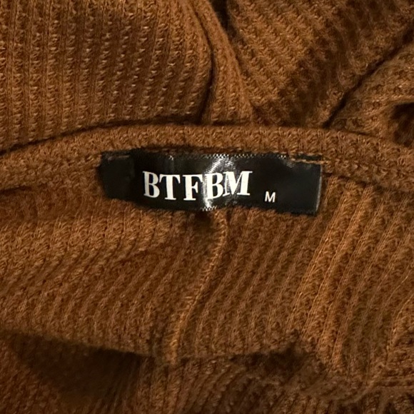 Women’s Long Sleeve V Neck Ribbed Button brown Knit Sweater SzM BTFBM - Picture 5 of 7